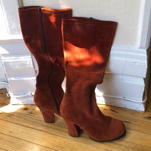 Vintage Rust Orange Suede Boots